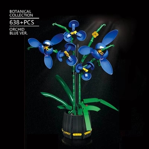 DK3007-3010 Orchideen-Blumen im Topf, Sukkulenten-Bouquet, Botanische Dekoration, DIY Bausteine Spielzeug-Sets - Product Image 4