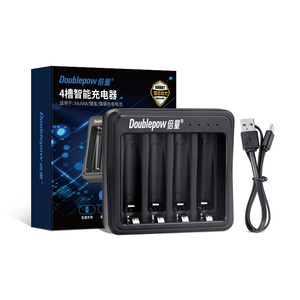 Indicateur LED intelligent à 4 baies <span class=keywords><strong>Chargeur</strong></span> de batterie USB Entrée <span class=keywords><strong>DC5V</strong></span> Charge rapide de la batterie pour les piles rechargeables 1.2V Ni-MH Ni-CD AA AAA - Product Image 1