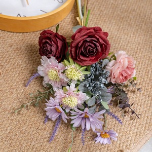 Bouquet de fleurs artificielles Dongli en tissu tissé plastique, roses pour la décoration de la maison, accessoires de mariage CF02099 - Product Image 3
