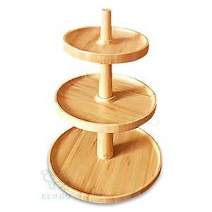 Support à gâteau rond en bambou classique à 3 niveaux, non toxique, pour la présentation de desserts de mariage, la maison et la cuisine - Product Image 1