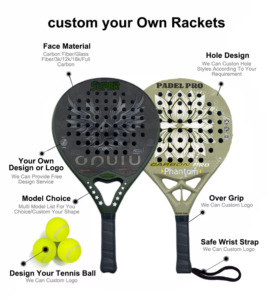 Raqueta de Pádel Personalizada Ligera de Alta Resistencia de Fibra de Carbono, Forma de Diamante, 12K, Mejor Agarre de Raqueta, Nylon, Portátil - Product Image 2