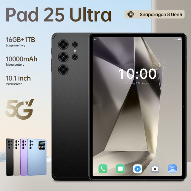 Favorable Price Pad 25 Ultra 10.1-inch Tablet PC 16GB RAM + 1TB with Octa Core 2.0GHz 2G 3G 4G/5G WiFi GSM HD Display