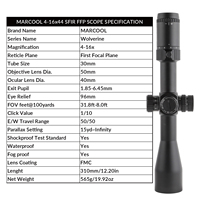 Mira Telescópica Táctica de Caza Marcool 4-16x44 FFP SFIR de Aleación de Aluminio de Alta Calidad con Enfoque Lateral y Óptica Iluminada