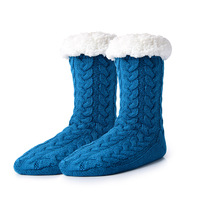 Chaussettes Pantoufles Hiver Femme Ultra-Douces Texturées Doublées Polaire avec Grips Antidérapants Chaussettes Moelleuses Sherpa Épaisses et Chaudes