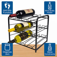 Porte-bouteilles empilable en métal à fonction mixte à 5 niveaux pour la cuisine Rangement anti-dérapant pour le vin Présentoir pour bouteilles de vin