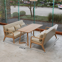 Ensemble table et chaises de café en bois massif nordique, mobilier de salon commercial pour café, restaurant, avec coussin, style moderne