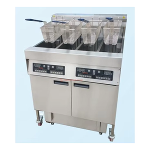 อุปกรณ์ <span class=keywords><strong>KFC</strong></span> หม้อทอดไฟฟ้าแบบตั้งพื้น ร้านอาหารฟาสต์ฟู้ด 12 ช่อง; แผงควบคุมคอมพิวเตอร์  รถเข็นกรองน้ำมัน 4 ถัง ความจุ 56 ลิตร - Product Image 1