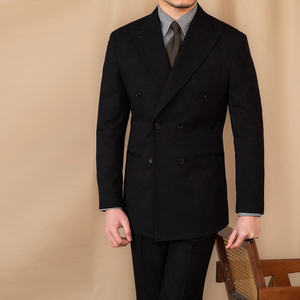 <span class=keywords><strong>Blazer</strong></span> da <span class=keywords><strong>Uomo</strong></span> <span class=keywords><strong>Doppiopetto</strong></span> Senza Tasche Tinta Unita con Risvolto, Stile Business Casual, 500G Pesante - Product Image 3