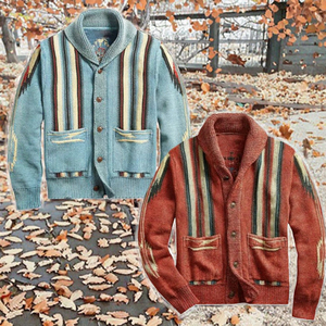 Suéter Cardigan de Punto para Hombre, Marca Brandour, Otoño/Invierno, Nuevo, Estilo Vintage, Jacquard, Manga Larga, Cuello Solapa, Antiarrugas, Poliéster/Algodón - Product Image 3