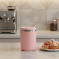Boîte à lunch pour bébé en acier inoxydable anti-fuite avec couvercle en plastique, poignée, cuillère pliable - Sans BPA, écologique, portable, 550 ml, compatible lave-vaisselle