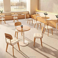 Table à manger en bois massif Style Ins Tables et chaises de magasin de thé au lait cuit Home Cafe Restaurant Meubles en bois tissé en rotin
