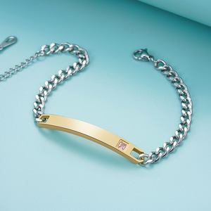 Bracelet en acier inoxydable 5 mm plaqué or 18 carats avec sertissage clos de pierres précieuses, bijou unisexe, cadeau - Product Image 2