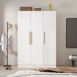 <span class=keywords><strong>Armadio</strong></span> Moderno Bianco a 3 Ante in Legno con Ante in MDF, Cassetti, Ripiani e Asta Appendiabiti - Arredamento Camera da Letto - Product Image 2