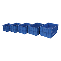 Boîte de rangement industrielle en PP vierge 100% moulée par injection, à parois carrées, durable, écologique, capacité 10-20L, petite taille