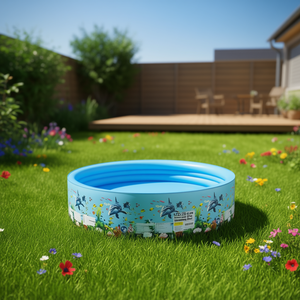 Piscine gonflable Hl20224 122x25cm pour enfants, piscine ronde en bois et PVC avec motif dauphin - Product Image 2