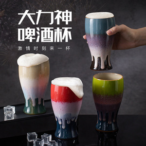 Jarra de <span class=keywords><strong>cerveza</strong></span> de cerámica con personalidad creativa, delantal de esmalte de horno, taza para Bar, elaboración fina, cóctel, uso doméstico, jarras de vino, tipo arcilla - Product Image 2