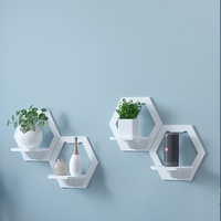 Hexagone mural TV fond cintre carré maison décorative étagère de rangement étagère pour chambre chevet Pot de fleur armoire