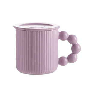 Creative Personality Ins Nordic Macaron Striped <b>Ceramic</b> Mug Office Water <b>Cup</b> with Bead Handle OEM - Product Image 4