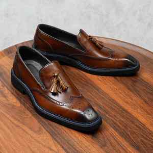 Zapatos Oxford Casuales de Negocios para Hombre, con Punta Cuadrada, Transpirables e Impermeables, en Color Negro, para Vestir Formal - Product Image 5