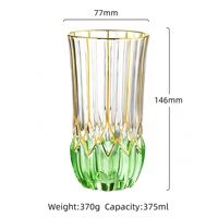 Carafe et verres à eau en cristal de luxe à bord doré, style bohème, 1,8 L, sans BPA, avec base colorée, pour hôtel