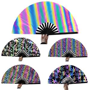 Éventail pliant en bambou holographique peint FAREA de haute qualité, 33 cm, décoration réfléchissante, éventail de <span class=keywords><strong>rave</strong></span>, spectacles, cadeaux - Product Image 1