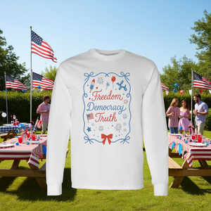 T-shirt à manches longues Freedom Democracy Truth, design patriotique du 4 juillet - Product Image 3