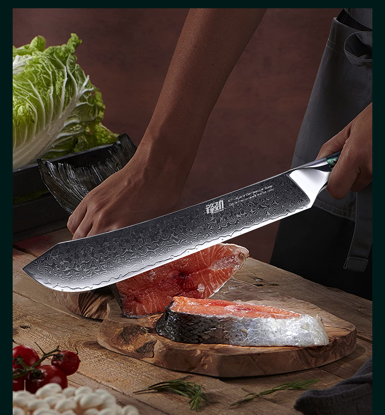 FINDKING Gorgeous Series 67 Layers Damascus Steel Cleaver Knife Abalone Resin Handle Professional Slicing Meat Butcher Knife