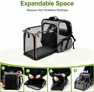 Sac <span class=keywords><strong>de</strong></span> <span class=keywords><strong>transport</strong></span> portable pour <span class=keywords><strong>chat</strong></span> avec compartiment arrière extensible pour un déplacement confortable - Product Image 2
