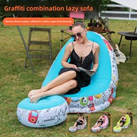 Canapé gonflable paresseux épais moderne Portable pliable chaise longue repose-pieds pouf flocage canapé pour chambre à coucher utilisation en extérieur