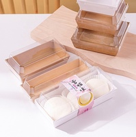 Récipients alimentaires jetables carrés blancs/kraft Boîtes à charcuterie en papier pour tranches de sandwich gâteau boulangerie avec couvercles sécurisés transparents