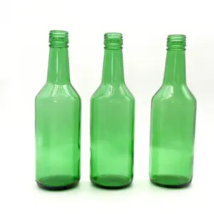 Botol Soju kaca warna hijau 360ml, botol Soju Korea hijau