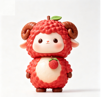 Figurine de dessin animé mignonne en PVC ABS injecté, motif lychee et mouton, jouet de collection en boîte mystère, usine OEM