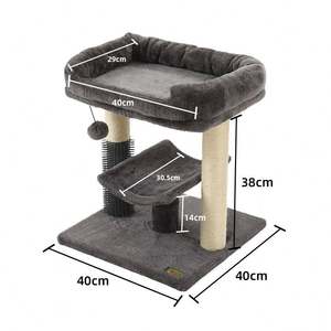 Torre para Gatos de Felpa Gris Oscuro, Moderna, con Poste Rascador de Madera, Directo de Fábrica en China - Product Image 1