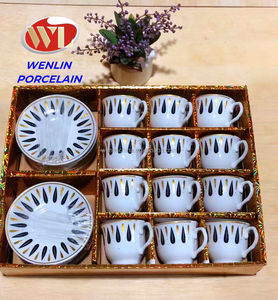 Taza de café de cerámica de Color dorado de Arabia, platillo personalizable, turco <span class=keywords><strong>Habesha</strong></span> etíope de juego de té, venta al por mayor - Product Image 1