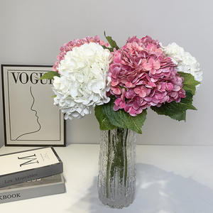 Pu Bourgogne En Vrac-Soie-Hydrangea Uv Fleurs Décor De Mariage Fleur <span class=keywords><strong>Bouquet</strong></span> Hortensias Rouge Artificielle Falsas Réel à Toucher Blanc - Product Image 2