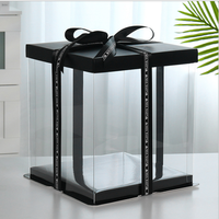Boîte cadeau transparente de luxe BLH en PVC 40cm 25cm avec mousse PE, ours en peluche en fleurs artificielles, cœur pour la remise des diplômes, la Saint-Valentin