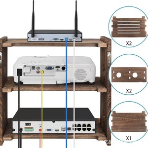 Wooden Projector <b>Shelf</b> 3 Tier <b>Wall</b> <b>Mounted</b> Storage Rack For Living Room Desktop Organization - Product Image 3