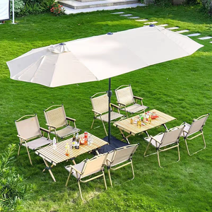 Parasol d'extérieur pour restaurant Glamping Parasol de jardin à trois têtes et LED - Product Image 1