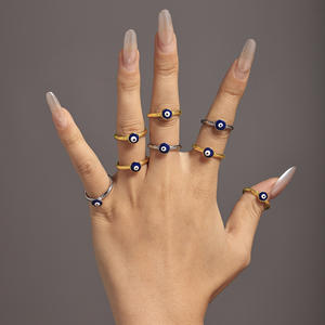 Impermeabile senza appannamento 316L acciaio inossidabile placcato oro 18K smalto blu anello moda olio goccia anello occhio <span class=keywords><strong>diavolo</strong></span> <span class=keywords><strong>accessori</strong></span> - Product Image 4