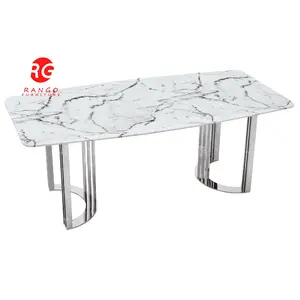 2022 ev mobilya paslanmaz çelik taban mermer masa yemek masası ve sandalye