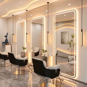 Miroir mural LED pleine longueur pour salon de coiffure, avec éclairage et coins arrondis, idéal pour salon, studio ou salon de beauté - Product Image 6