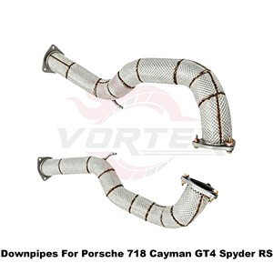 ท่อลงสแตนเลสสตีลประสิทธิภาพสูง Vortex สำหรับ Porsche 718 Cayman GT4 Spyder RS พร้อมแผ่นกันความร้อนสำหรับการปรับแต่ง - Product Image 3
