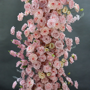 Composizione Floreale in Plastica e Seta per Matrimoni, Arco a Corno, Decorazione Floreale Rosa per Vetrine, Striscia di Fiori per Esterni, <span class=keywords><strong>Rose</strong></span> Artificiali - Product Image 2