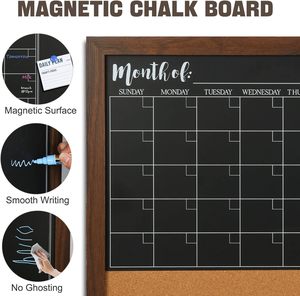 Calendario de Pizarra y Tablero de <span class=keywords><strong>Corcho</strong></span> Combinados, Tablero de Anuncios de 18 x 24 Pulgadas, Calendario Magnético de Pizarra para Pared - Product Image 5
