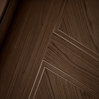 Porte de chambre moderne en bois massif multicouche E0, motif chevron en V, noyer, pour cuisine, salle de bain, salon, villa, étanche et anti-rayures