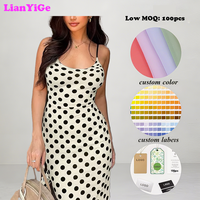 2025 été Vintage à pois robe pour femmes élégant sur le genou sans manches sangle décontracté coupe genou longueur pour les fêtes
