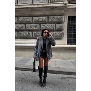 Veste en cachemire alpaca boyfriend - Veste grise pour femme - Product Image 1