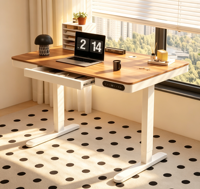 Bureau assis-debout électrique réglable en hauteur, ergonomique, pliable, avec pieds extensibles et relevables