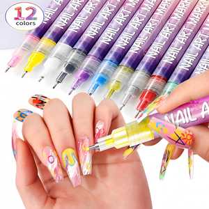 Stylo de peinture à ongles imperméable 12 couleurs, stylo de décoration d'art d'ongles 0,5 mm - Product Image 6