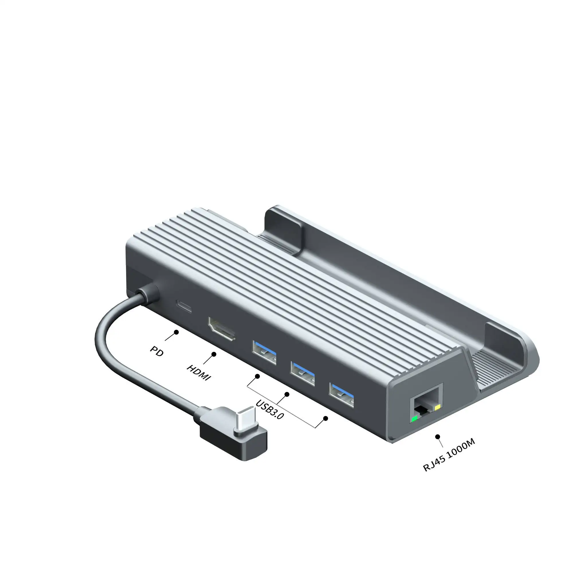 Stoomdek Dock Station Basisstandaard 6 In 1 Hub Aluminium Houder Dock 60 Hdtv Compatibel USB-C Stoomdek Basis